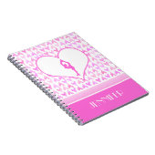 パーソナライズなフィギュアスケート選手のピンクの水彩画のハート ノートブック (右側)