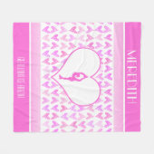 パーソナライズなフィギュアスケート選手のピンクの水彩画のハート フリースブランケット (正面(横))