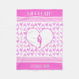 パーソナライズなフィギュアスケート選手のピンクの水彩画のハート フリースブランケット