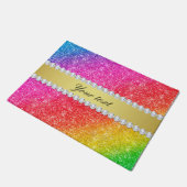 パーソナライズなフェイクな虹のグリッターのダイヤモンド ドアマット (アングル)