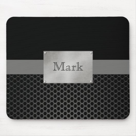 パーソナライズなフェイクな鋼鉄ネームプレート マウスパッド (正面)