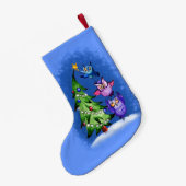 パーソナライズなフクロウのクリスマスツリー スモールクリスマスストッキング (裏面 (吊り時))