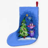 パーソナライズなフクロウのクリスマスツリー スモールクリスマスストッキング (裏面)