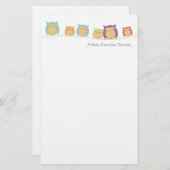 パーソナライズなフクロウのノート紙 便箋 (正面/裏面)