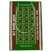 パーソナライズなフットボールのギフトバッグ4つのサイズ、あなたの文字 ミディアムペーパーバッグ (正面)