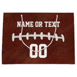 パーソナライズなフットボールのギフトバッグ、あなたの名前、数 ラージペーパーバッグ