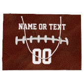 パーソナライズなフットボールのギフトバッグ、あなたの名前、数 ラージペーパーバッグ (裏面)