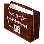 パーソナライズなフットボールのギフトバッグ、あなたの名前、数 ラージペーパーバッグ (正面アングル)