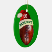 パーソナライズなフットボールのクリスマスツリーのオーナメント セラミックオーナメント (右)