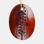 パーソナライズなフットボールのクリスマスツリーのオーナメント セラミックオーナメント (裏面)