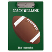 パーソナライズなフットボールのコーチのギフトの名前、チーム名前 クリップボード (正面)