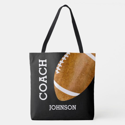 パーソナライズなフットボールのコーチのヴィンテージのレトロのフットボール トートバッグ (正面)