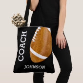 パーソナライズなフットボールのコーチのヴィンテージのレトロのフットボール トートバッグ (クローズアップ)