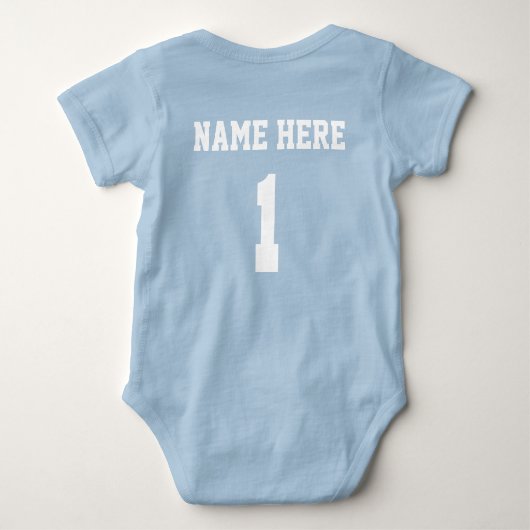 パーソナライズなフットボールのジャージーの一つの体のスーツ ベビーボディスーツ (裏面)