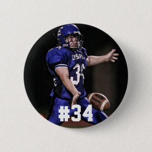 パーソナライズなフットボール選手写真および数 缶バッジ