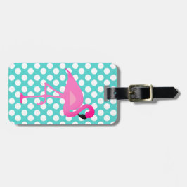 パーソナライズなフラミンゴおよび水玉模様の荷物のラベル ラゲッジタグ