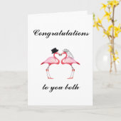 パーソナライズなフラミンゴの結婚式の招待状 カード (黄色い花)