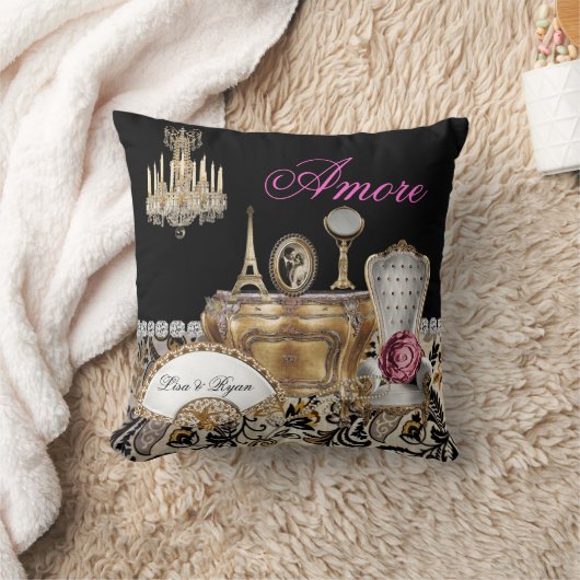 パーソナライズなフランスのでシックなパリのテーマの枕 クッション (ブランケット)