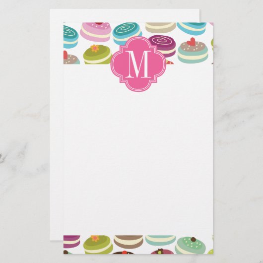 パーソナライズなフランスのなマカロン 便箋 (正面/裏面)