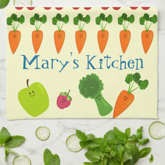 パーソナライズなフルーツおよび野菜 キッチンタオル (折り畳み)