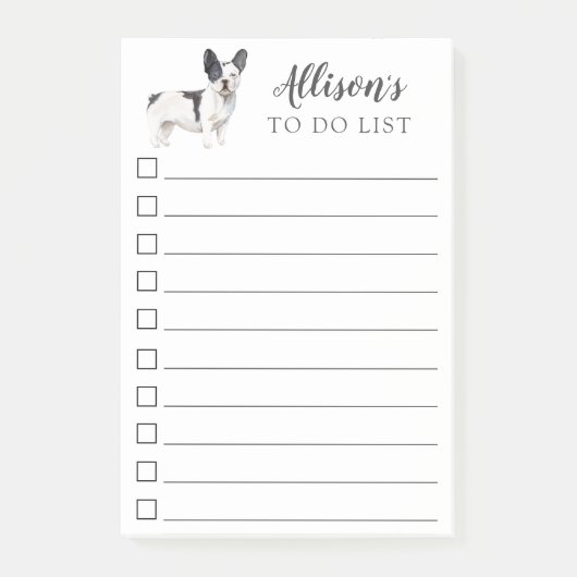パーソナライズなフレンチ・ブルドッグ犬リストをするため ポストイット (正面)