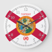 パーソナライズなフロリダの州の旗のデザイン ラージ壁時計 (正面)