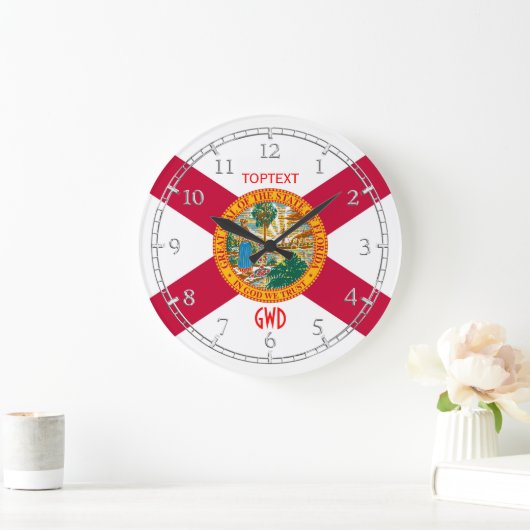 パーソナライズなフロリダの州の旗のデザイン ラージ壁時計 (ホーム)