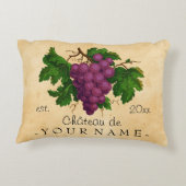 パーソナライズなブドウのヴィンテージのフランスのな館 アクセントクッション (裏面)