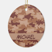 パーソナライズなブラウンタンの迷彩柄のカムフラージュの名前 セラミックオーナメント (左)