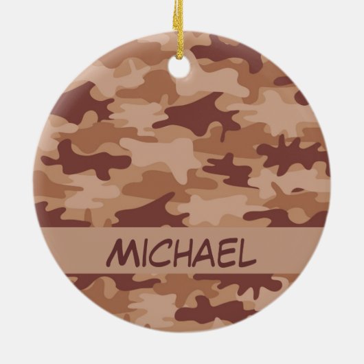 パーソナライズなブラウンタンの迷彩柄のカムフラージュの名前 セラミックオーナメント (裏面)