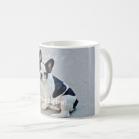 パーソナライズなブルドッグの写真およびブルドッグの名前 コーヒーマグカップ (正面右)