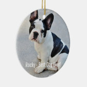 パーソナライズなブルドッグの写真およびブルドッグの名前 セラミックオーナメント (右)