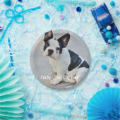 パーソナライズなブルドッグの写真およびブルドッグの名前 ペーパープレート (パーティー)