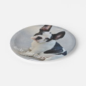 パーソナライズなブルドッグの写真およびブルドッグの名前 ペーパープレート (アングル)