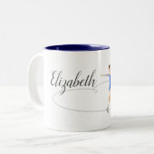 パーソナライズなブルネットのフィギュアスケート選手 ツートーンマグカップ (正面左)