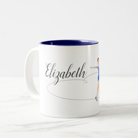 パーソナライズなブルネットのフィギュアスケート選手 ツートーンマグカップ (正面左)