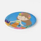 パーソナライズなブルネットの人魚の誕生日の紙皿 ペーパープレート (アングル)