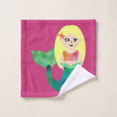 パーソナライズなブロンドのフェイクなホイルの人魚はかわいいからかいます バスタオルセット (ウォッシュタオル)