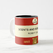 パーソナライズなブーイングくまの表紙-クランベリーの赤 ツートーンマグカップ (正面左)