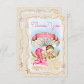 パーソナライズなプリンセスの人魚のハマグリの貝は感謝していしています サンキューカード (正面/裏面)