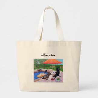 パーソナライズなプールを囲んでのパーティのラブラドール2 ラージトートバッグ