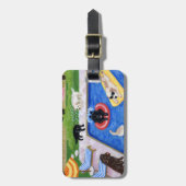 パーソナライズなプールを囲んでのパーティのラブラドール ラゲッジタグ (正面縦)