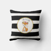 パーソナライズなベビーのキツネのストライプの枕 クッション (裏面)