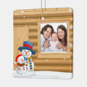 パーソナライズなベビーのクリスマスの写真のオーナメント セラミックオーナメント (左)