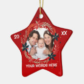 パーソナライズなベビーのクリスマスの写真のオーナメント セラミックオーナメント (左)