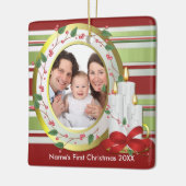 パーソナライズなベビーの初めてのクリスマスの写真のオーナメント セラミックオーナメント (左)
