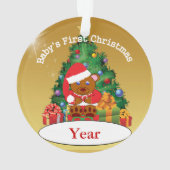 パーソナライズなベビーの初めてのクリスマスの木のオーナメント オーナメント (裏面)