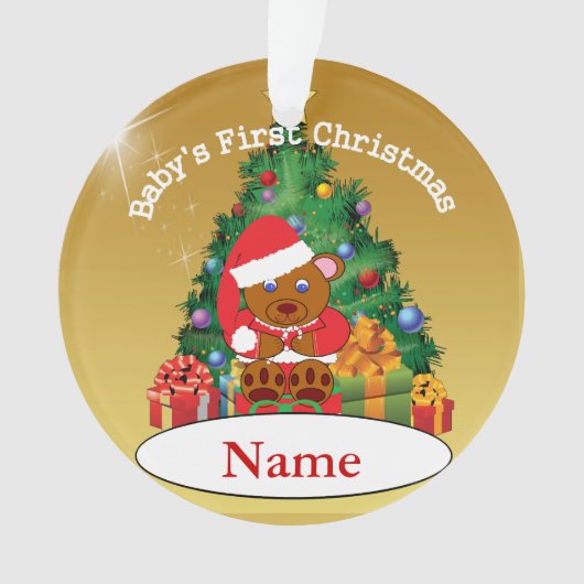 パーソナライズなベビーの初めてのクリスマスの木のオーナメント オーナメント (正面)