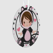 パーソナライズなベビーの第1クリスマスの子ネコ猫の女の子 オーナメント (正面)