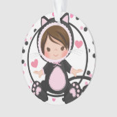 パーソナライズなベビーの第1クリスマスの子ネコ猫の女の子 オーナメント (正面)